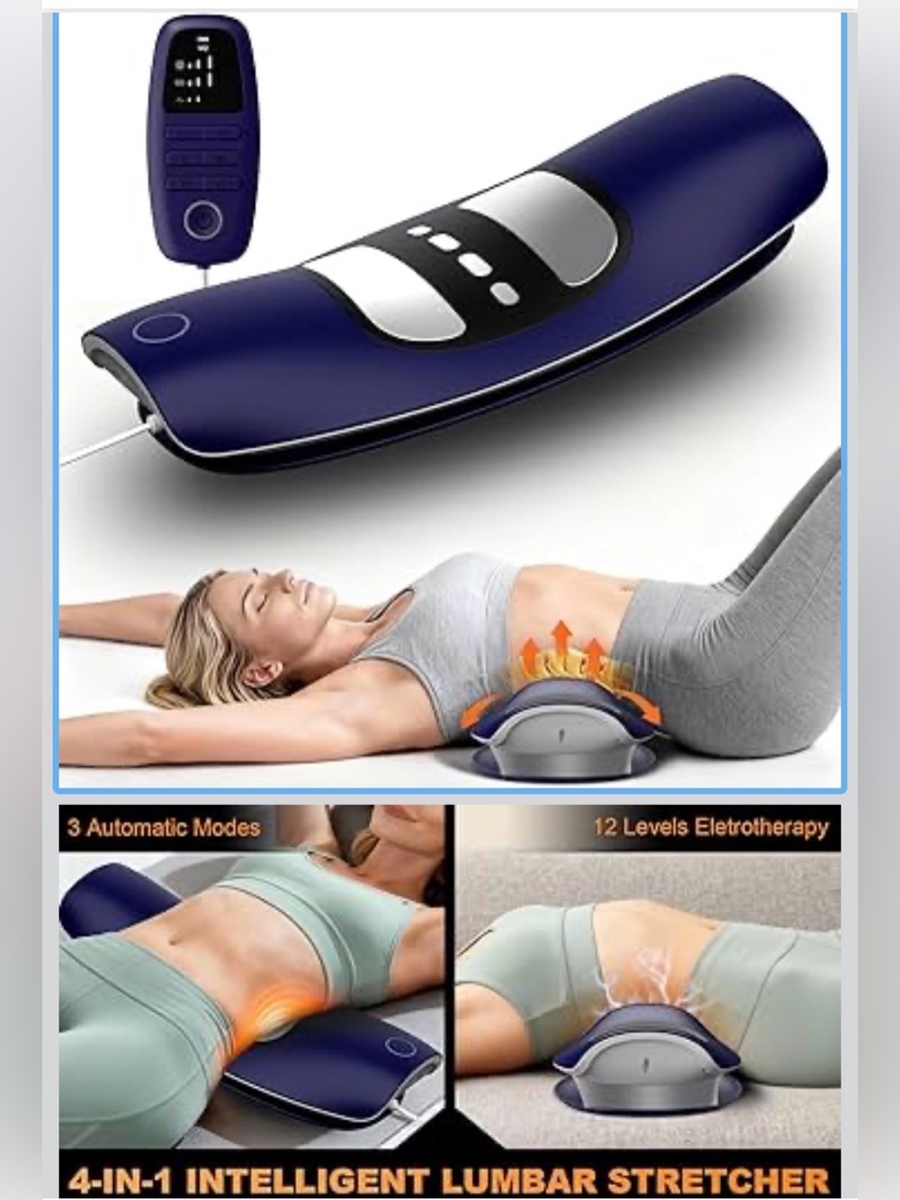 Lower Back Massager with Traction,Heat,Electrotherapy and Vibration